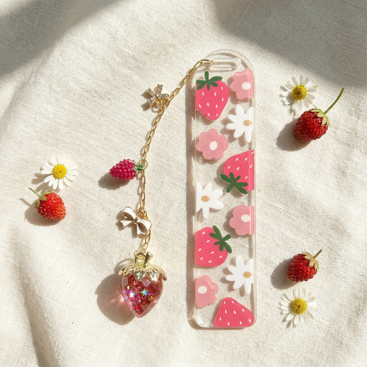 strawberry bookmark for book lovers