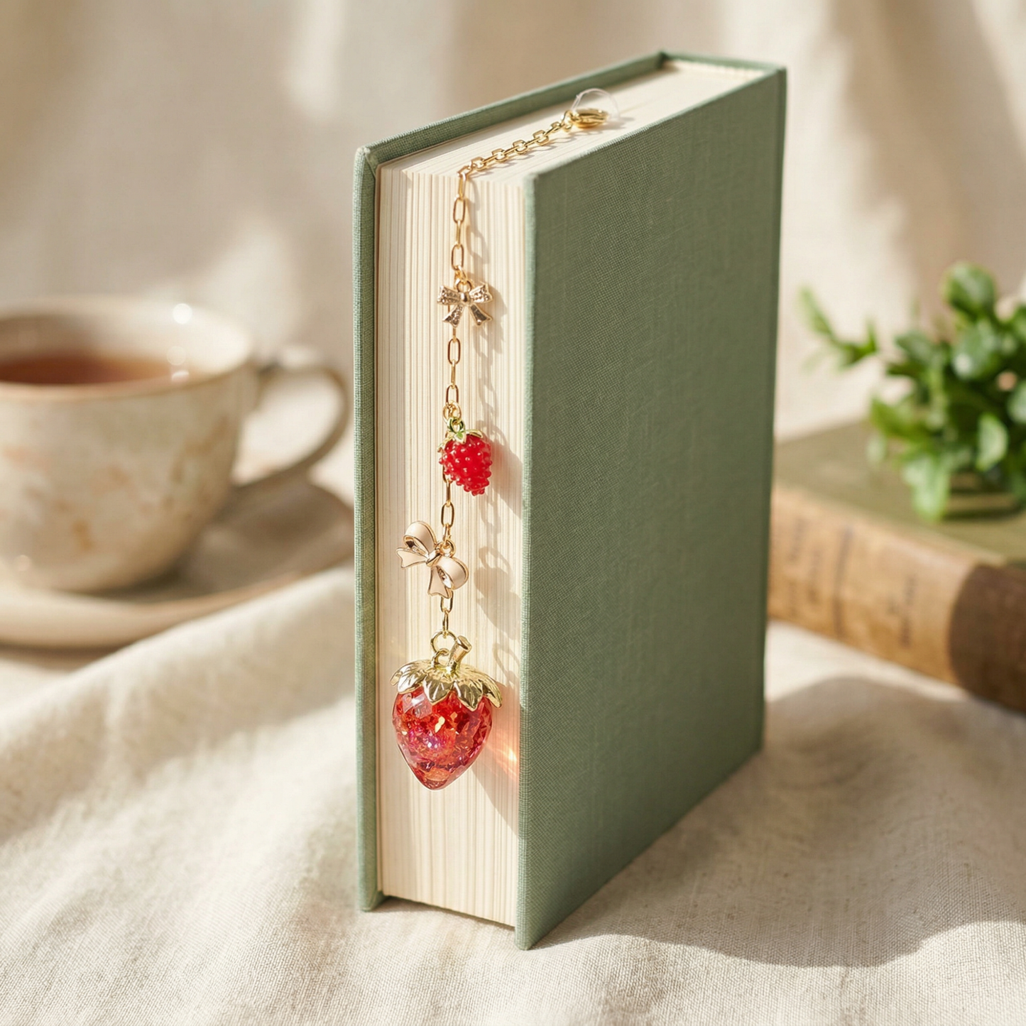 strawberry bookmark for book lovers