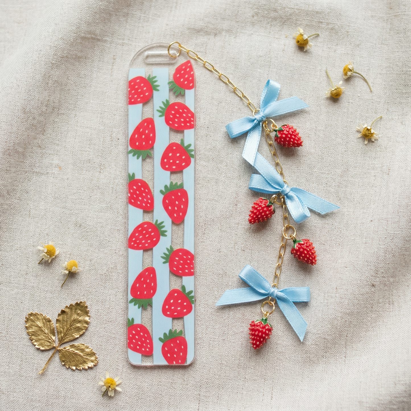 strawberry bookmark for book lovers