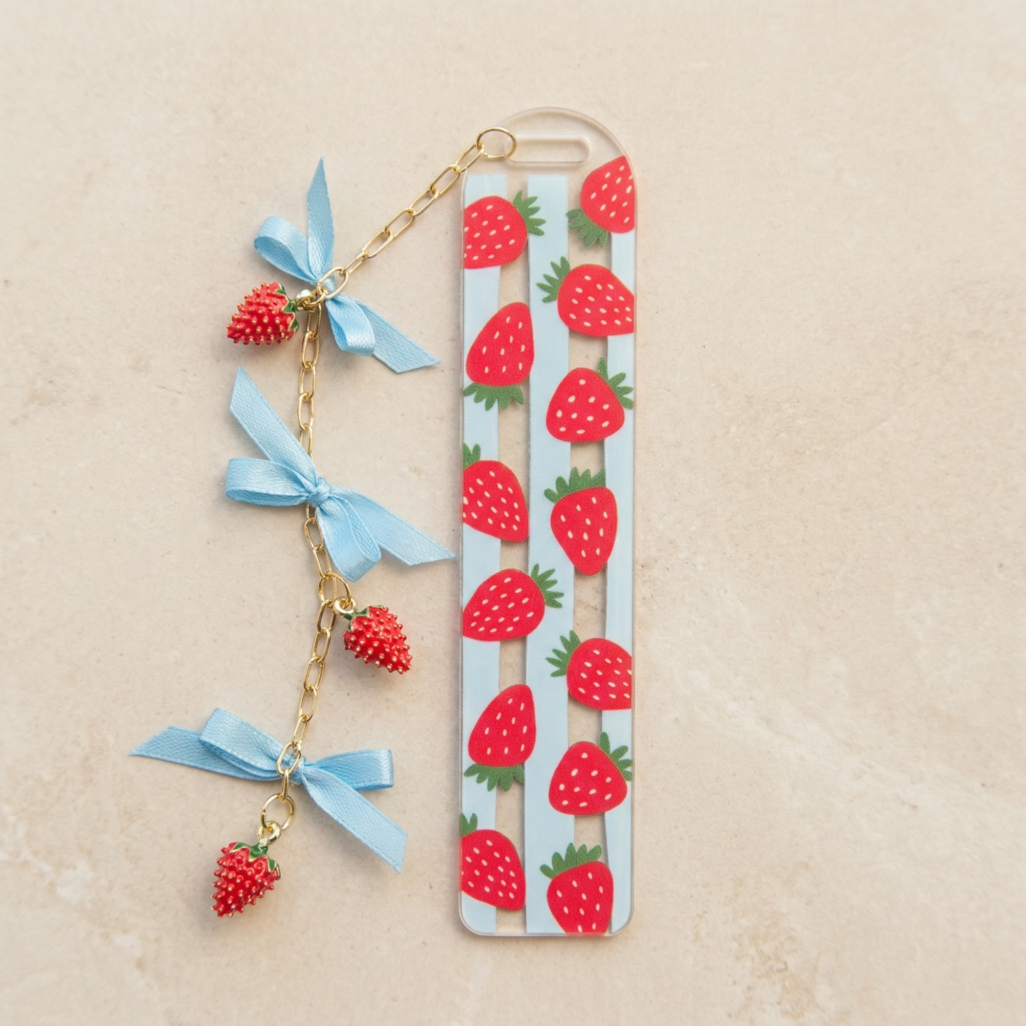 strawberry bookmark for book lovers
