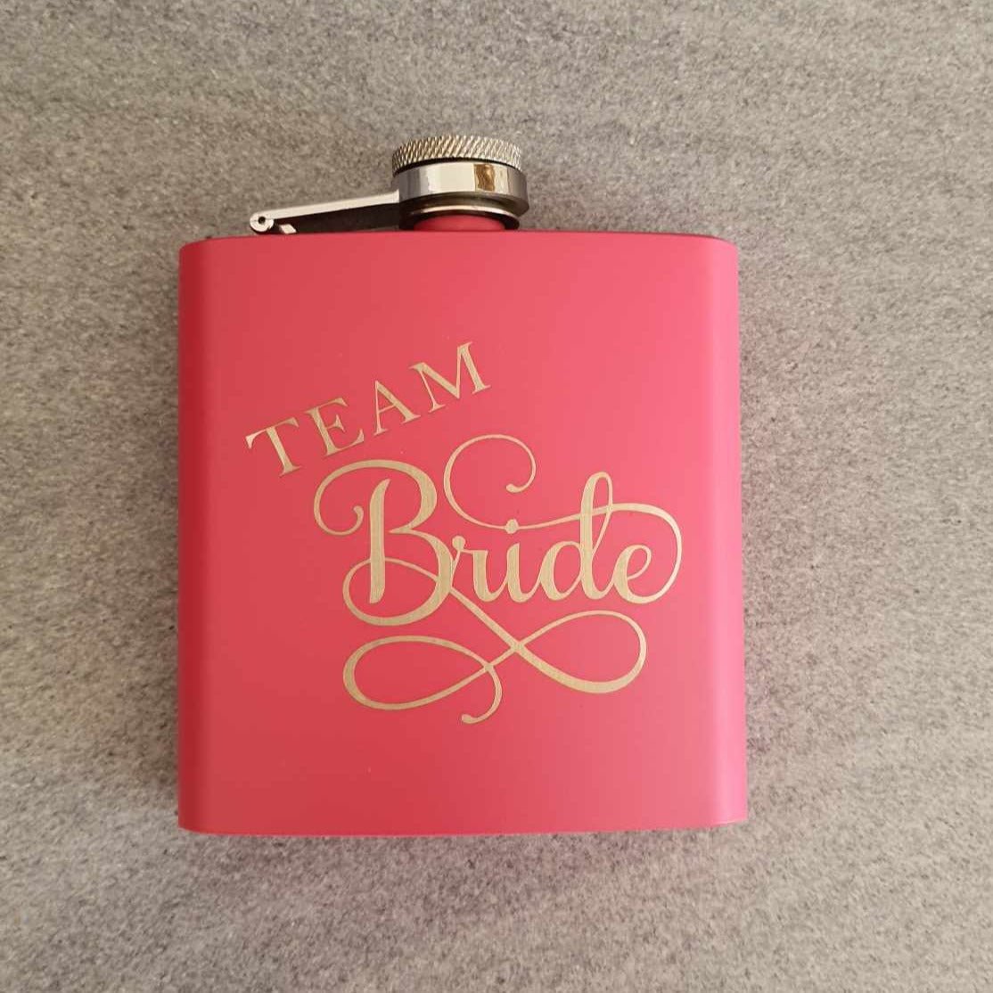 Pink Team bride flask