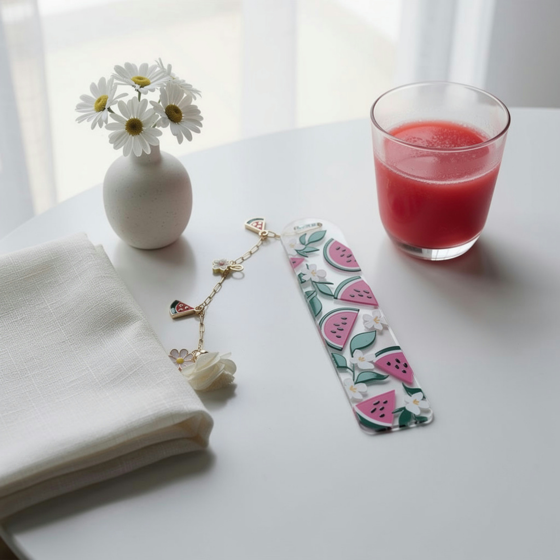 Watermelon Bookmark. Watermelon Acrylic Bookmark with Charms. Watermelon Bookmark for Book Lovers. Watermelon Lover Bookmark Gift
