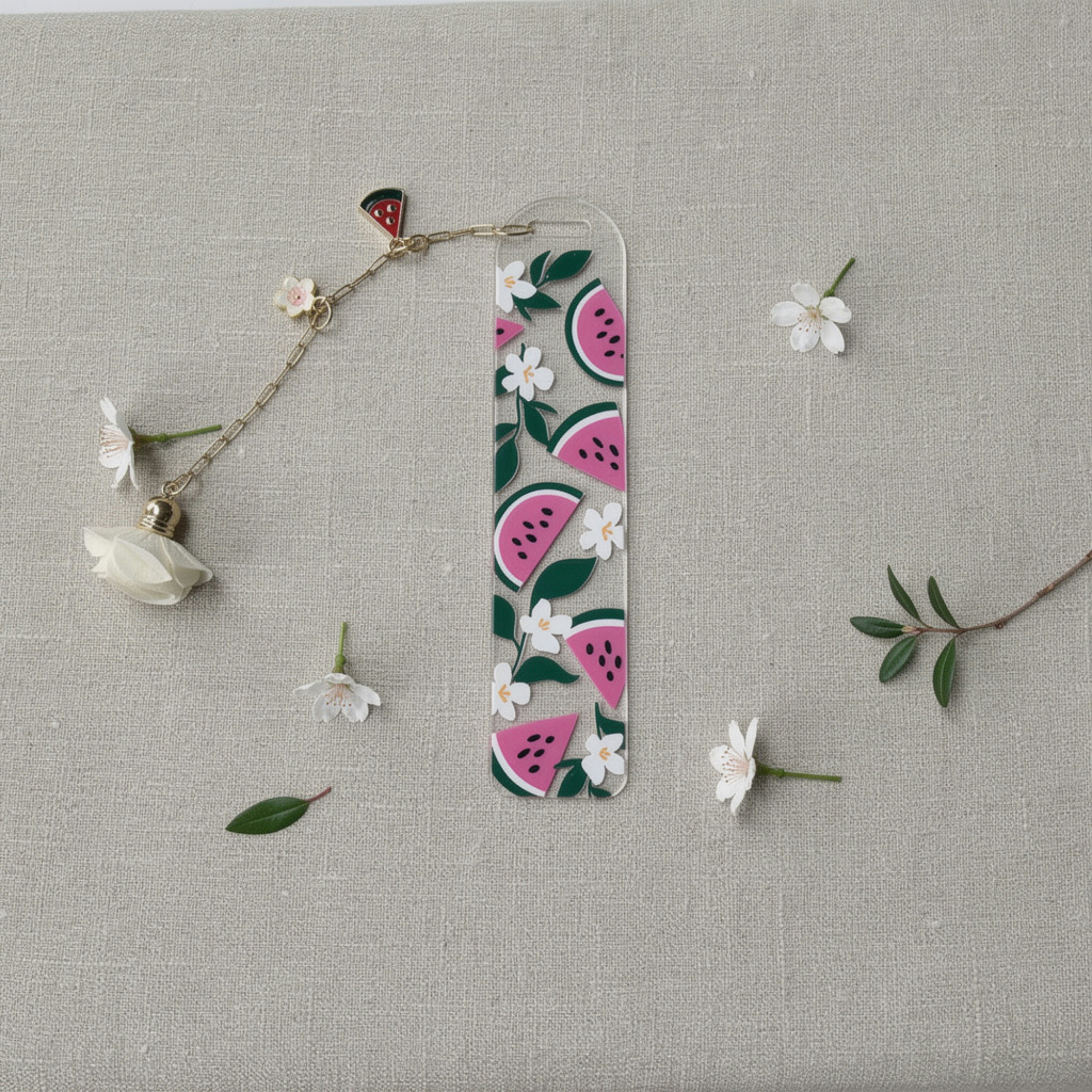 Watermelon Bookmark. Watermelon Acrylic Bookmark with Charms. Watermelon Bookmark for Book Lovers. Watermelon Lover Bookmark Gift
