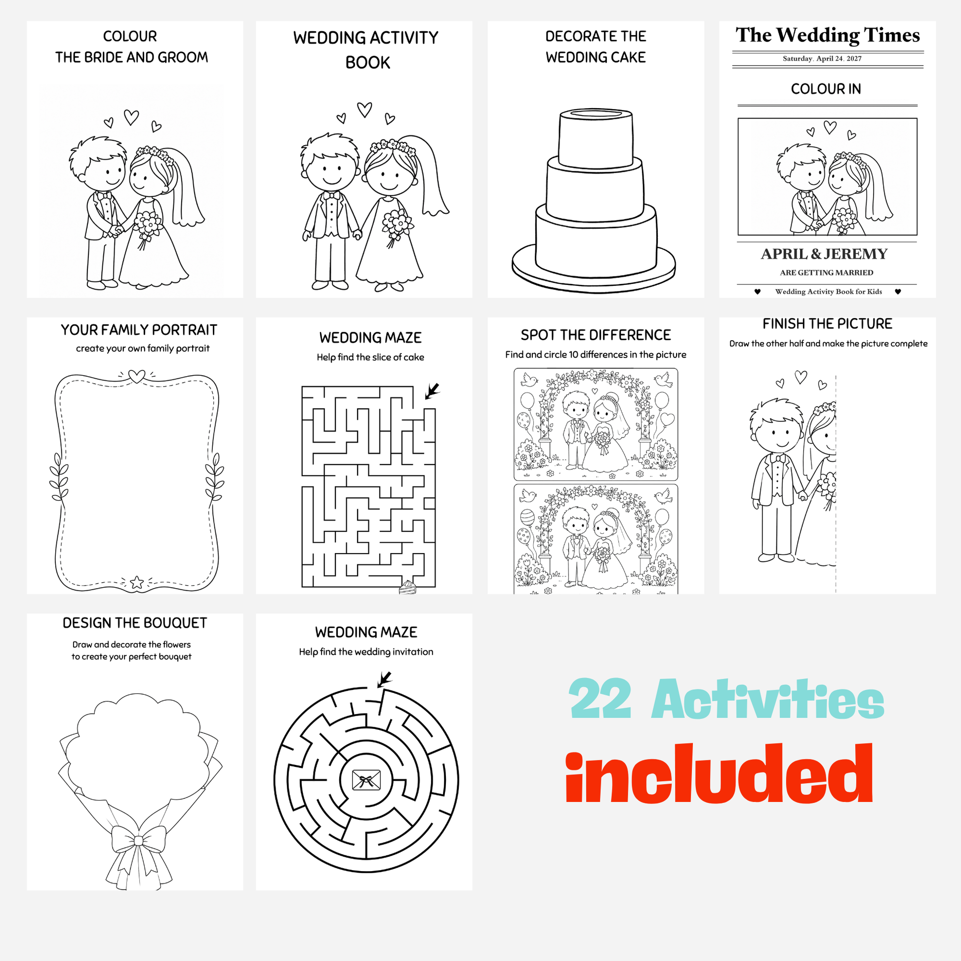 Kids Wedding Day Activity Book