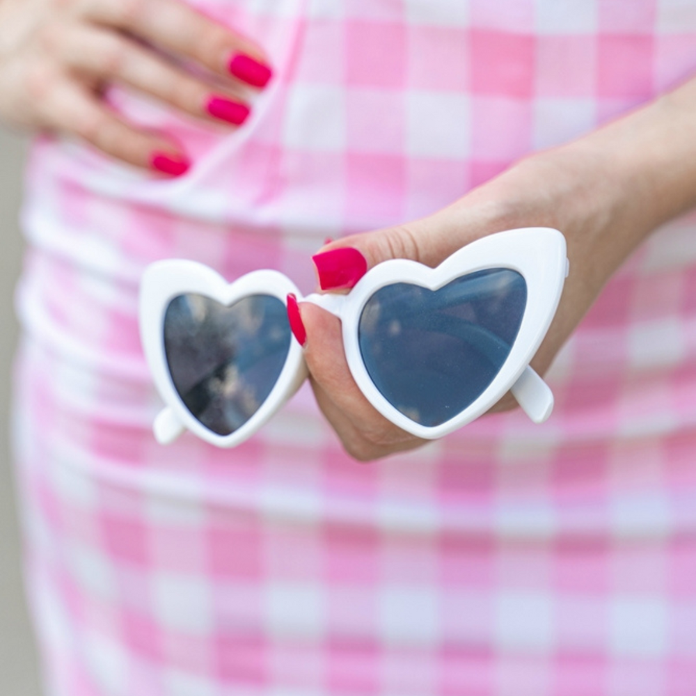 white heart shaped sunglasses