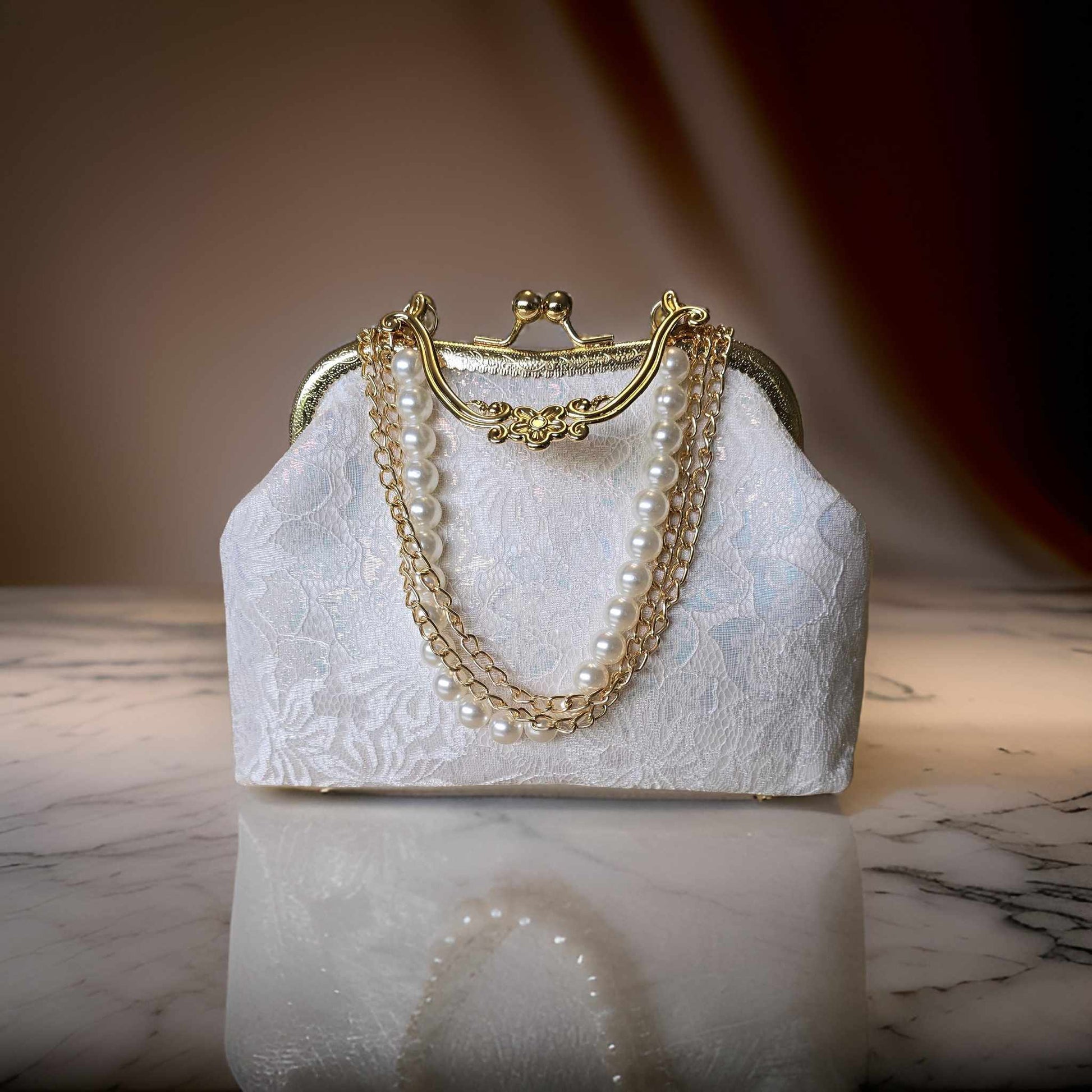 white bride bag