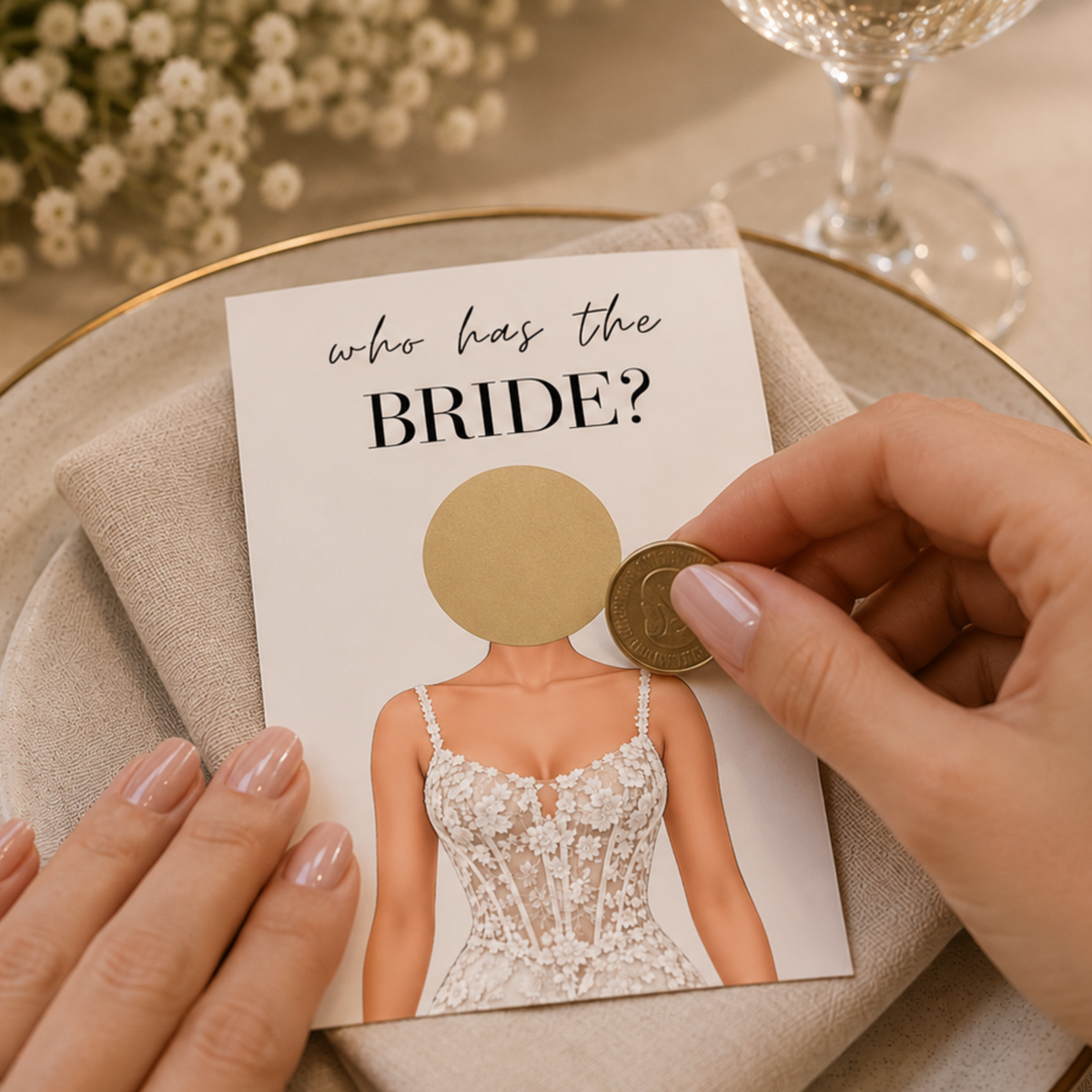 Who has the Bride Scratch off game.  Who Has the Bride? Who has the Bride Scratch Card PRINTED